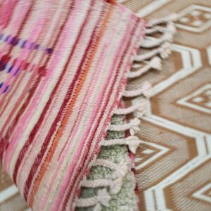 Amazigh Berber Wool Runner Rug with Abstract Geometric Design