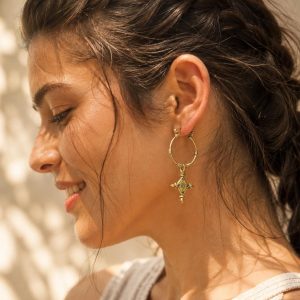 Berber Tuareg Cross Hoop Earrings with Ingal Inspired Jewelry Design