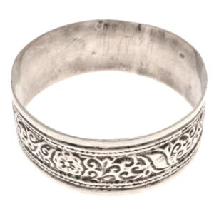 Antique Berber Silver Bracelet with Atlas Vegetal Engraved Motifs