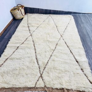 Berber Hand Knotted Beni Ourain Azilal Wool Rug Abstract Design
