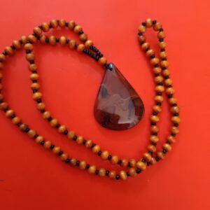 Berber Amazigh Madagascar Agate Beaded Necklace with Wood