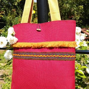 Berber Rubis Bag with Ruby Red Natural Fiber Cabas Design