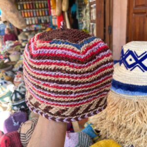 Amazigh Berber Handcrafted Wool Beanie with Geometric Knit Hat