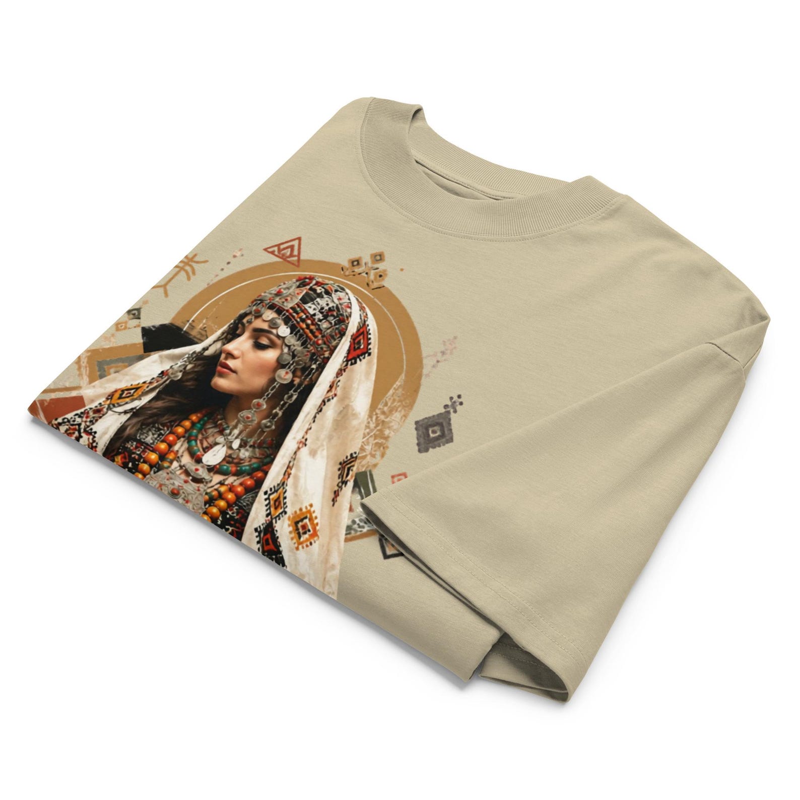 Amazigh Berber Tifinagh Organic Oversized Neck Bride Graphic T-Shirt