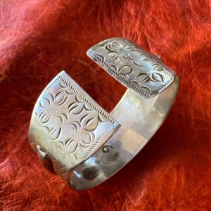Berber Antique Tunisian Wide Flared Silver Bracelet with Satiny Wear