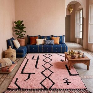 Amazigh Pink Berber Handmade Wool Rug Bold Heritage Design