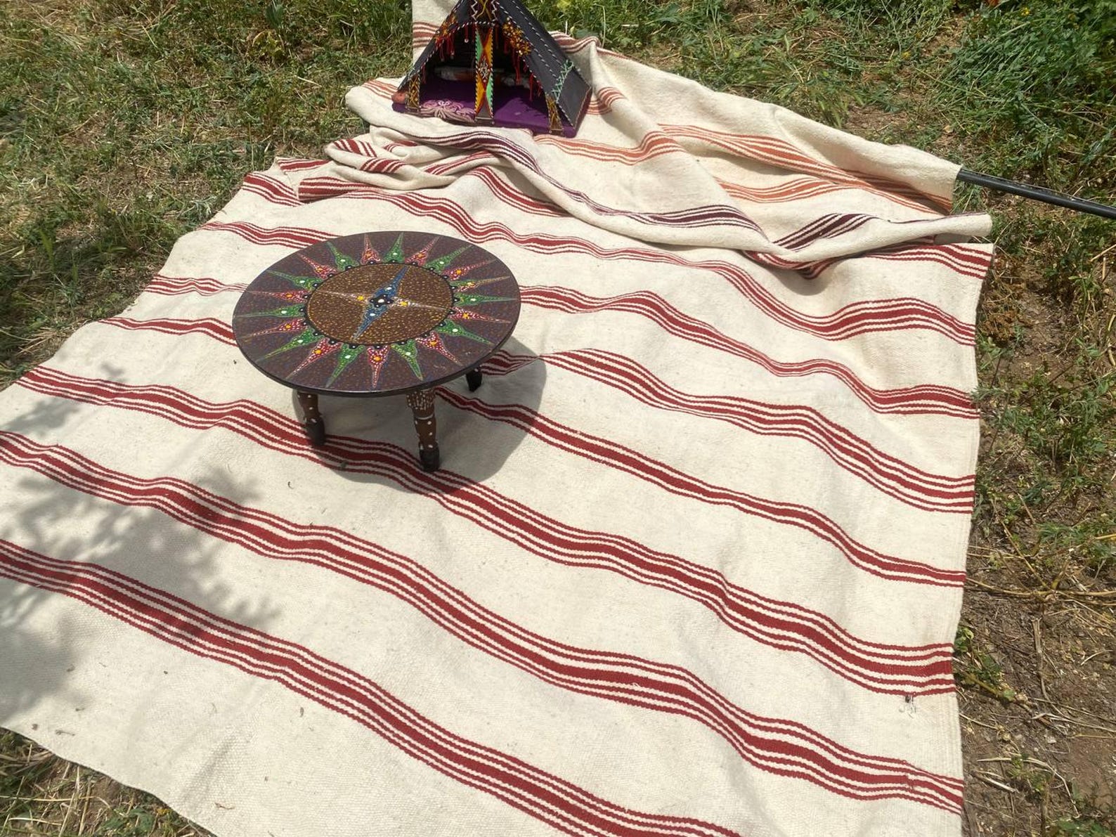 Berber Amazigh Akhnif Kilim Rug with Tribal Taznakht Design