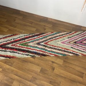 Amazigh Berber Boucherouite Colorful Handwoven Runner Wool Rug