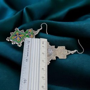 Berber Amazigh Geometric Earrings with Tiznit Inspired Patterns