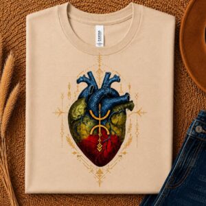 Amazigh Berber Anatomical Heart Graphic T-Shirt Cultural Heritage