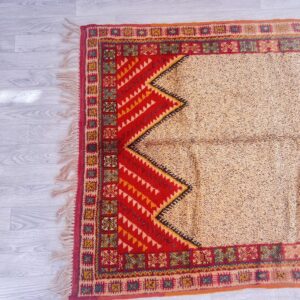 Berber Amazigh Beni Ourain Handmade Wool Rug with Boho Motifs