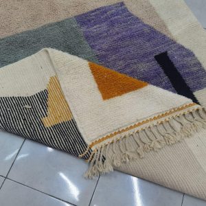 Berber Handmade Black Purple Wool Beni Ourain Style Rug
