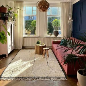 Berber Minimalist Line Beni Ourain Shag Large Area Rug