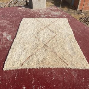 Berber Handmade Ivory Beni Ourain Wool Geometric Rug