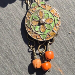 Berber Amazigh traditioneller Amulett Anhänger Emaille Koralle Necklace