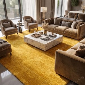 Berber Handloom Saffron Yellow Wool Plush Area Rug