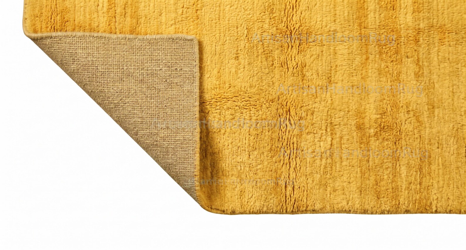 Berber Handloom Saffron Yellow Wool Plush Area Rug