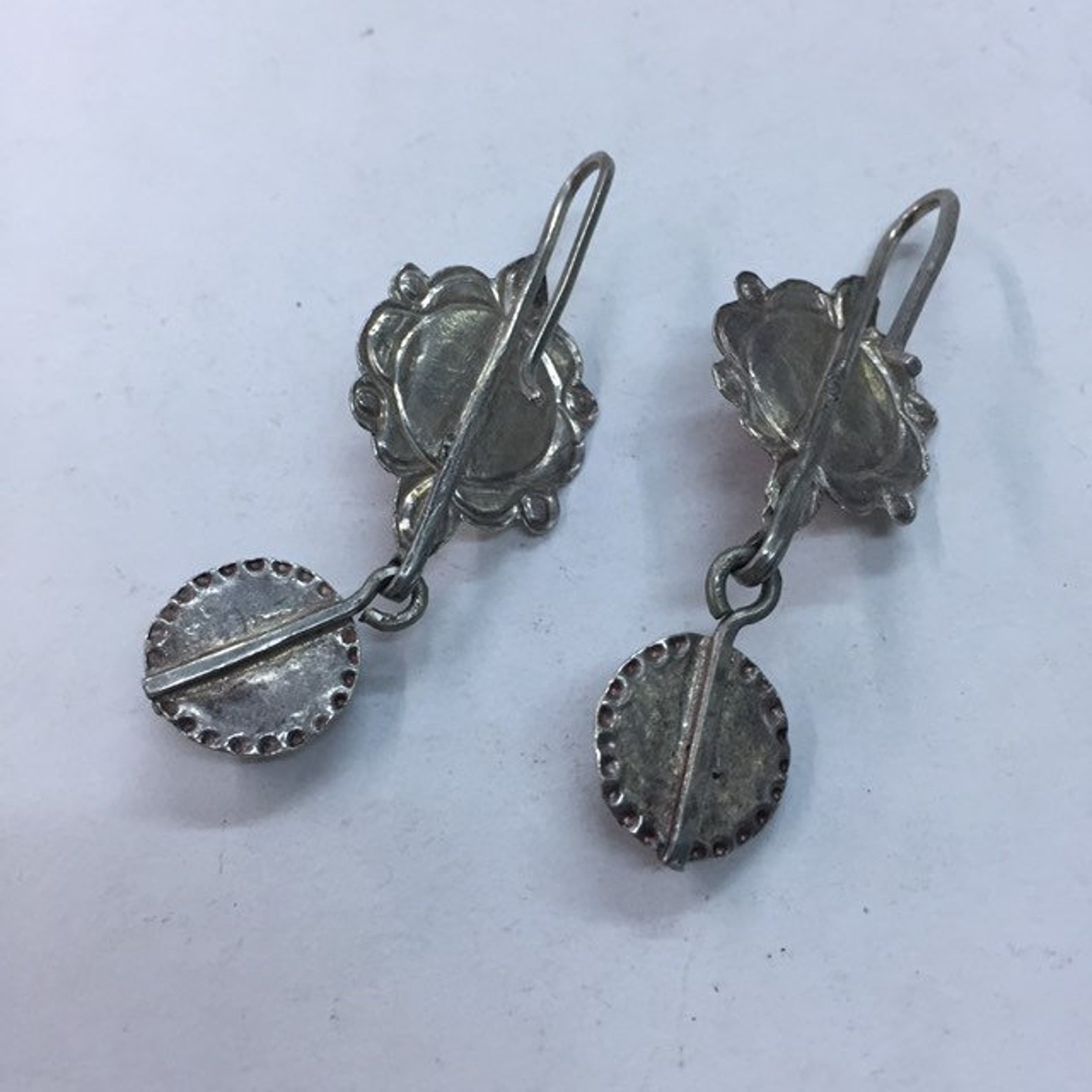 Antique Berber Silver Earrings with Glass Amazigh Jewelry Design
