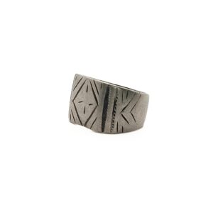 Amazigh Berber Chiseled Antique Silver Ring TanTan Size 8