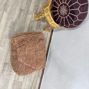 Amazigh Handwoven Berber Wool Floor Pouf with Hanbel Design