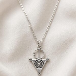 Amazigh Yaz Symbol Sterling Silver Berber Fibula Pendant Necklace