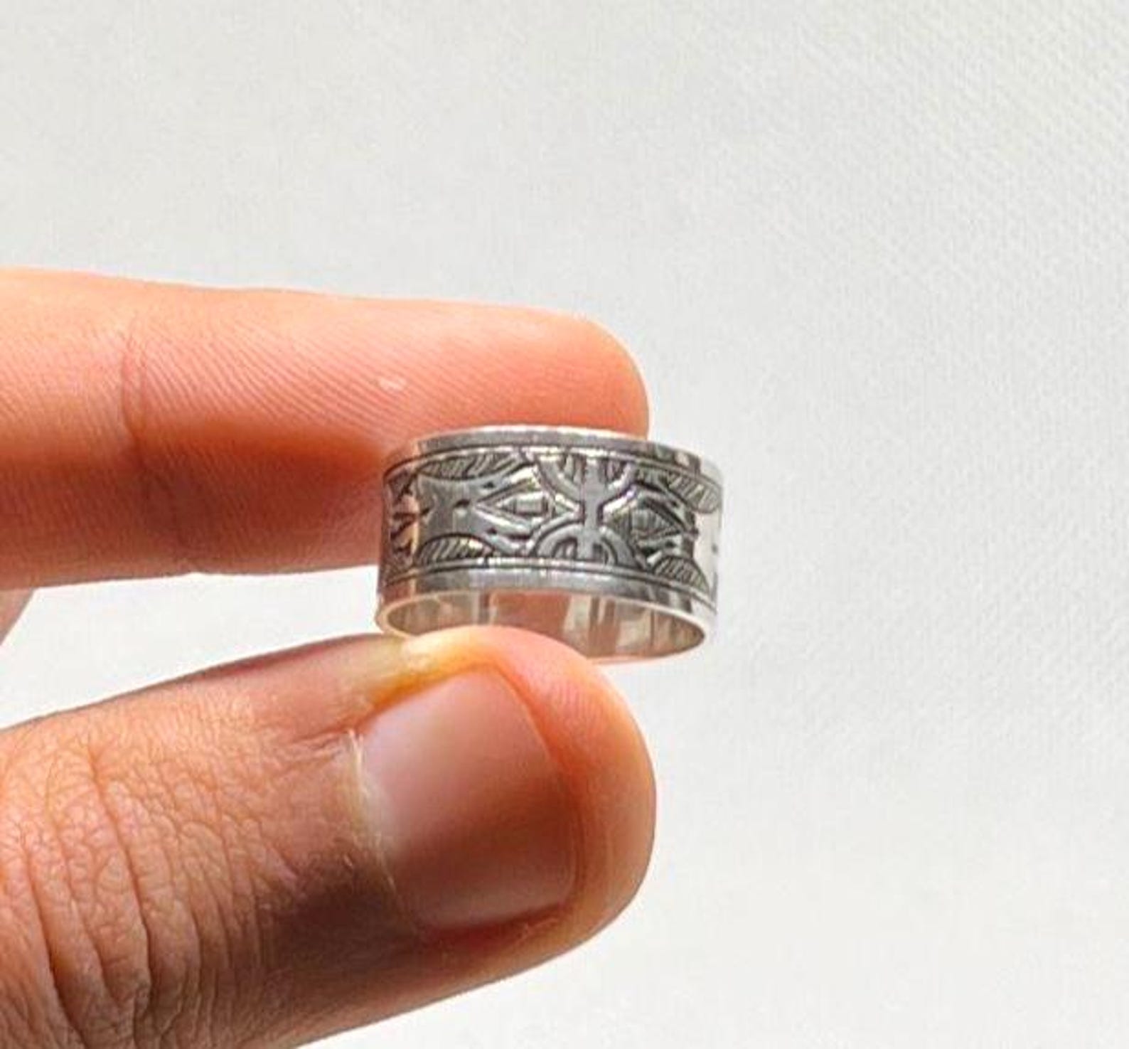 Amazigh Tuareg Yaz Sterling Silver Berber Ring Size 8 Tribal Jewelry