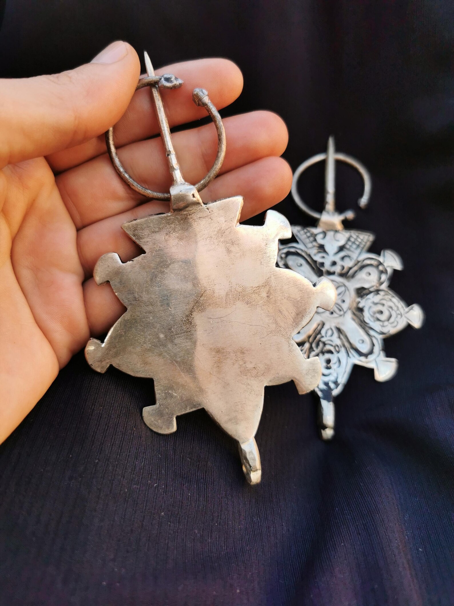 Berber Amazigh TIZERZAI Fibula Pair Vintage Silver Brooch Jewelry