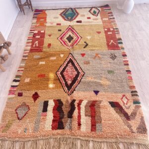 Amazigh Brown Berber Wool Rug Handwoven Tribal Carpet