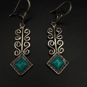 Berber Antique Silver Earrings with Hand Engraved Jewelry Design