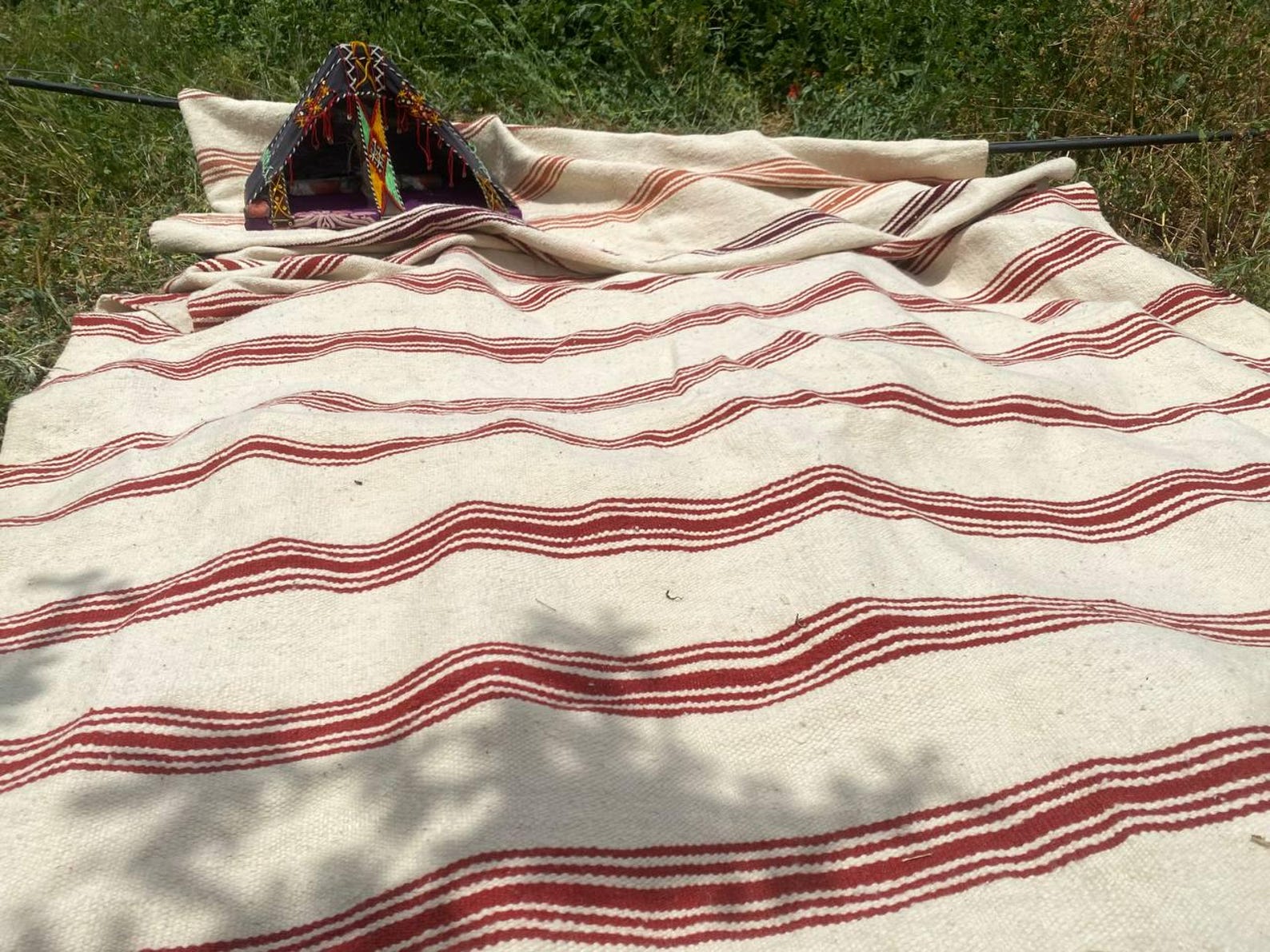 Berber Amazigh Akhnif Kilim Rug with Tribal Taznakht Design