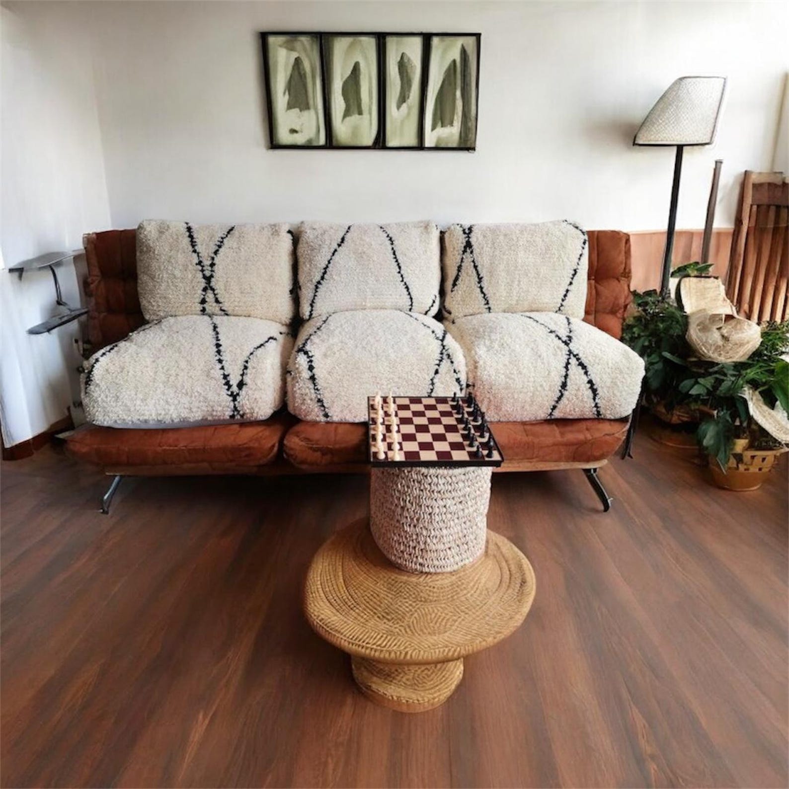 Berber White Black Stripe Floor Sofa Inspired Rug