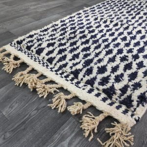 Berber Handmade Black Ivory Diamond Runner Hallway Rug Custom Size