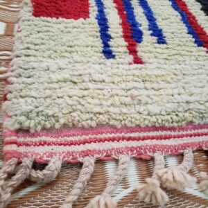 Amazigh Berber Wool Runner Rug with Abstract Geometric Design