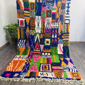 Berber Abstract Vibrant Artistic Blue Wool Home Decor Rug