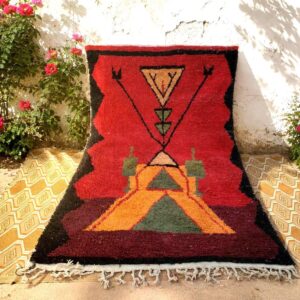 Amazigh Berber Handmade Wool Rug With Geometric Heritage Design