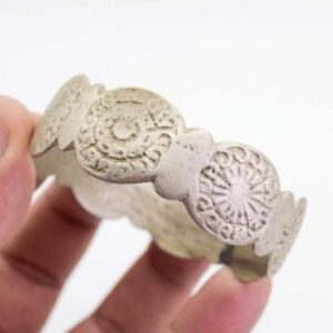 Amazigh Berber Vintage Wide Bangle Bracelet With Geometric Design