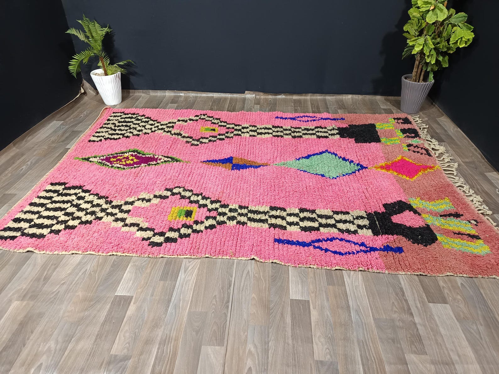Berber Hand Knotted Azilal Boujaad Wool Rug for Custom Home Decor