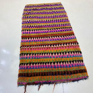 Berber Boucherouite Hand Dyed Wool Rug with Amazigh Tribal Motifs