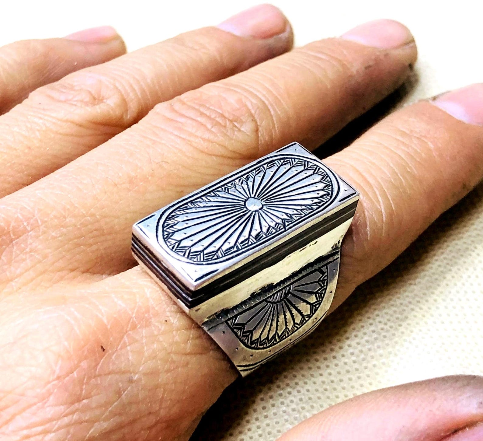 Berber Tuareg Sterling Silver Amazigh Engraved Traditional Jewelry Ring