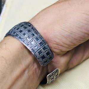 Berber Amazigh Tuareg Manchette Gravé Silver 925 Bracelet