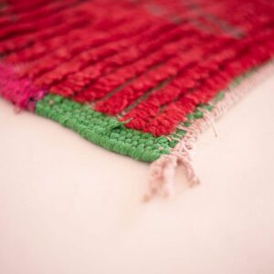 Berber Vintage Red Boucharouite Cotton Area Rug with Tribal Design