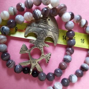 Berber Tuareg Croix Necklace with Vintage Agate Beads