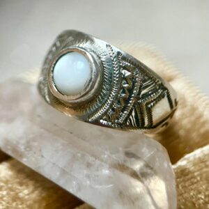 Amazigh Tuareg Chevalière Artisanat massif Silver Nacre Ring