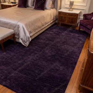 Berber Handloomed Deep Purple Wool Plush Area Rug