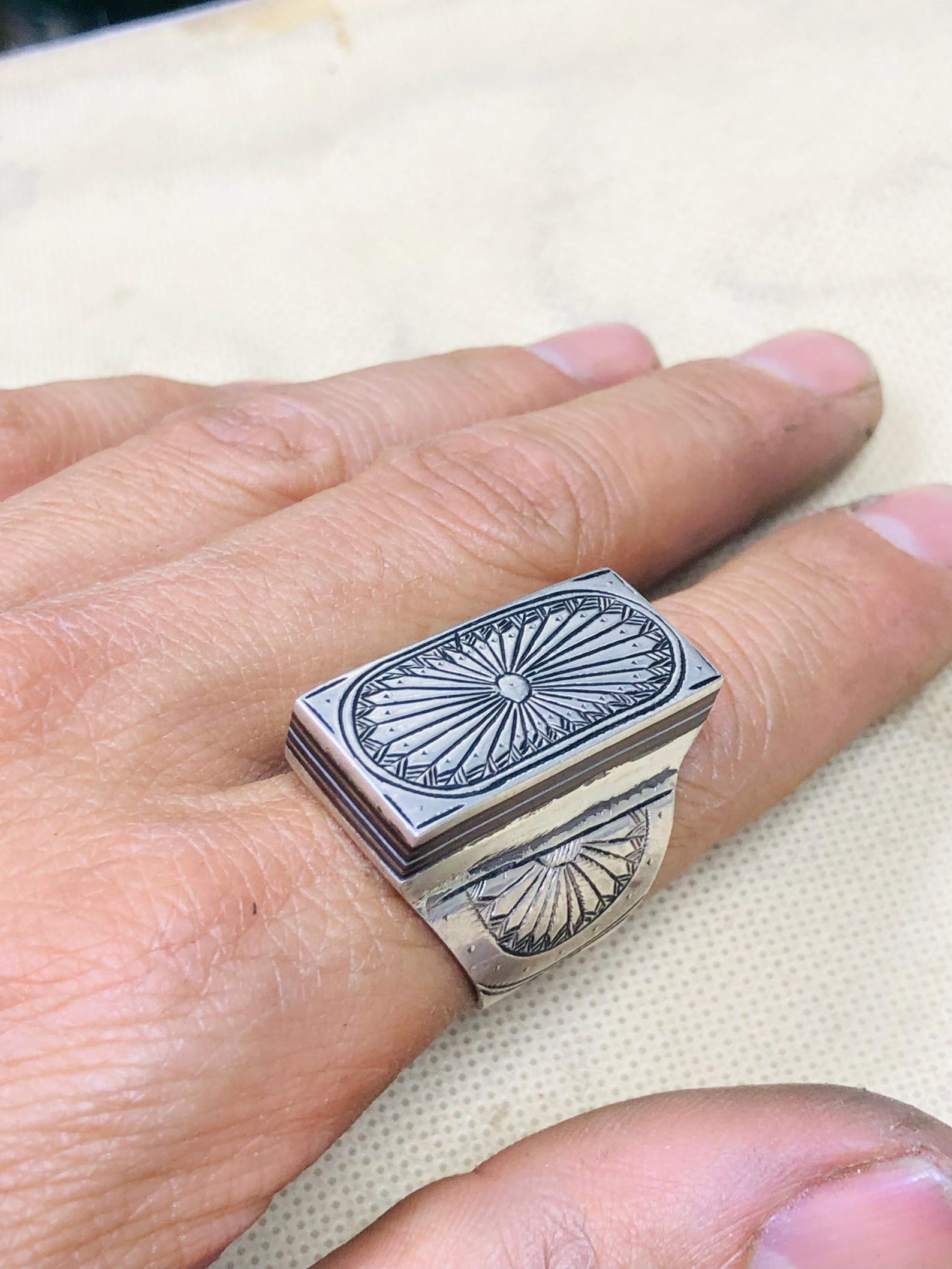 Berber Tuareg Sterling Silver Amazigh Engraved Traditional Jewelry Ring