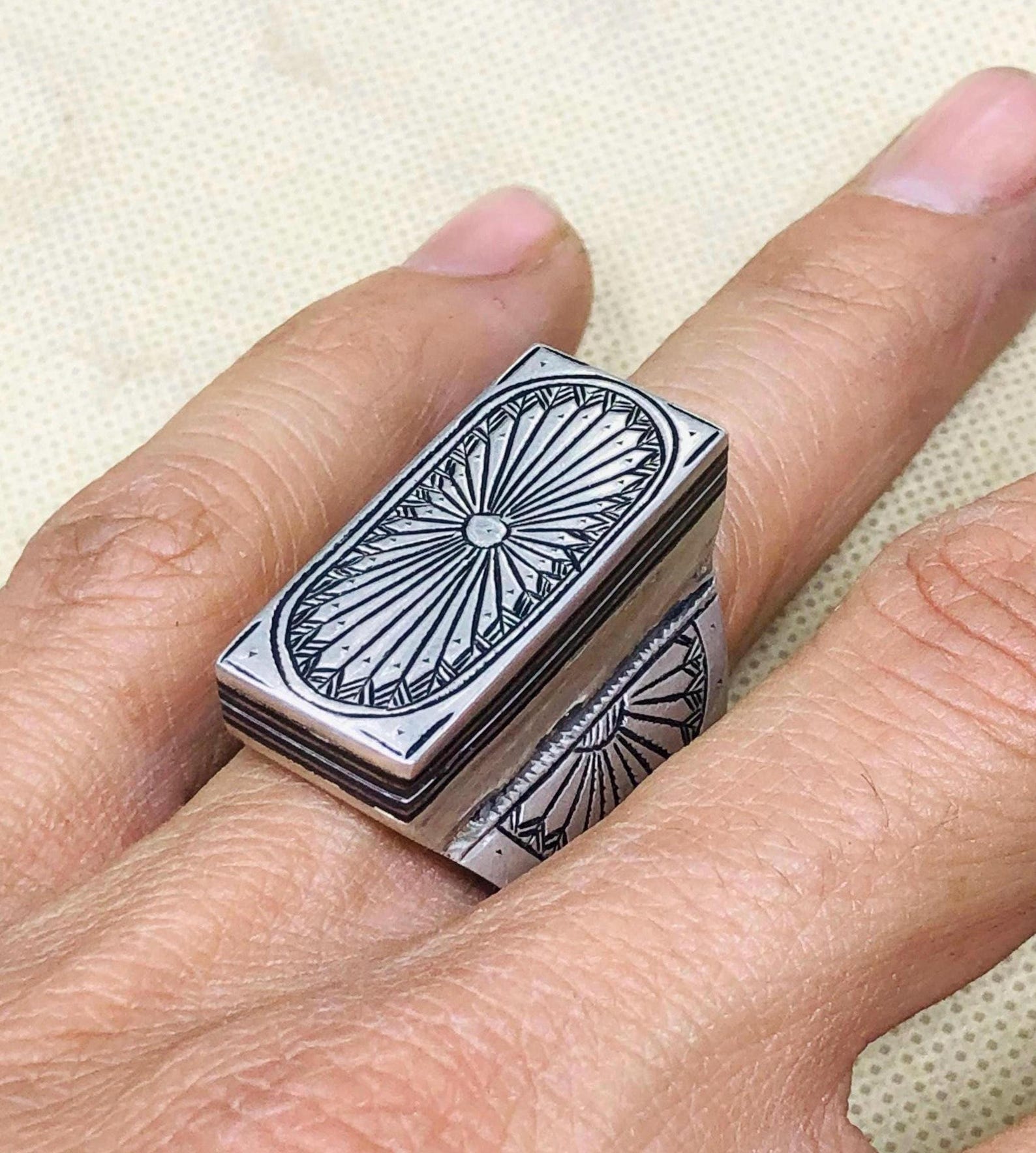 Berber Tuareg Sterling Silver Amazigh Engraved Traditional Jewelry Ring