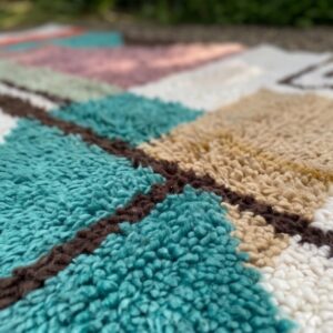 Amazigh Berber Abstract Hand-Knotted Wool Rug with Geometric Design