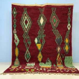Berber Boujaad Red Geometric Wool Rug Handmade Style