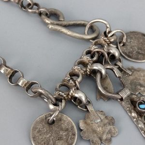 Berber Antique Triangular Pendant Necklace with Long Chain Design