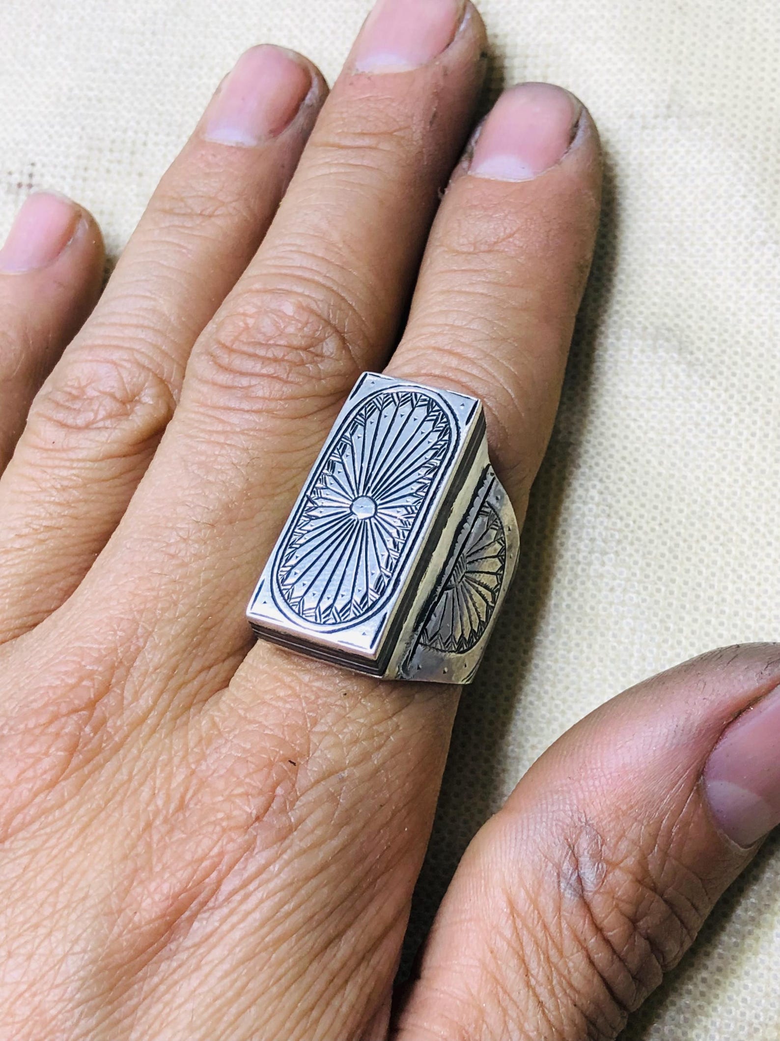 Berber Tuareg Sterling Silver Amazigh Engraved Traditional Jewelry Ring